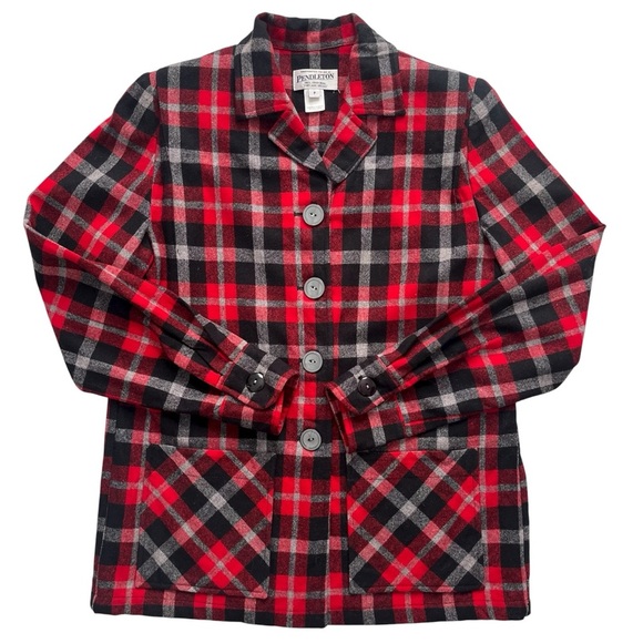 Vintage Pendleton Plaid Shacket Jacket Wool Red Black 49'er Limited Edition #d - Picture 1 of 8